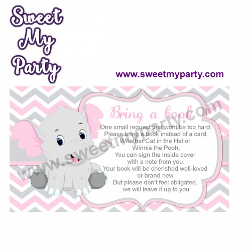 Pink and Grey Elephant bring a book,(10ebb)